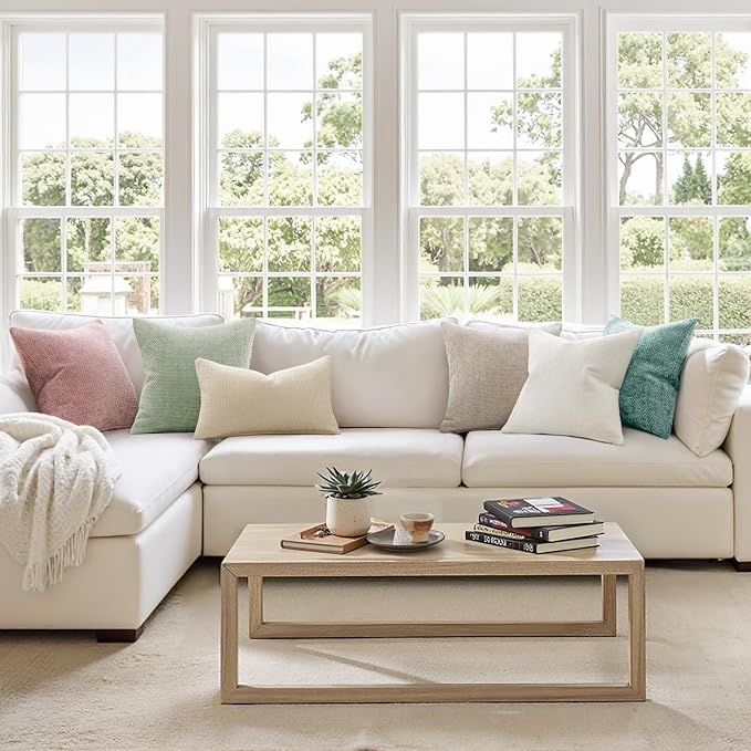 MIULEE Pack of 2 Couch Throw Pillow Covers 18x18 Inch Light Green Modern Boho - Image 2