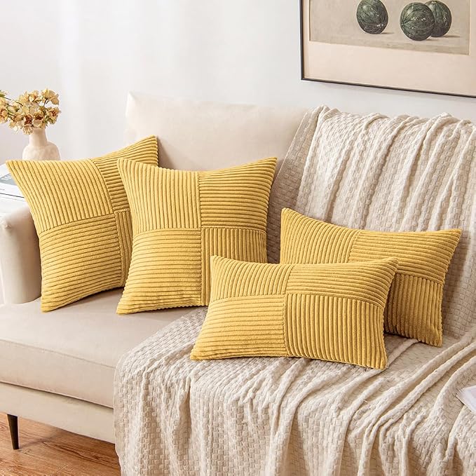 MIULEE Golden Mustard Decorative Throw Pillow Covers 20x20 Inch - Image 4