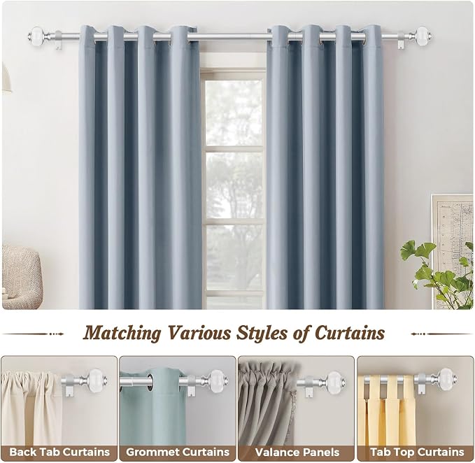 Curtain Rods for Windows 48 to 84, USFOOK 7/8 Inch Telescoping Splicing Drapery - Image 5
