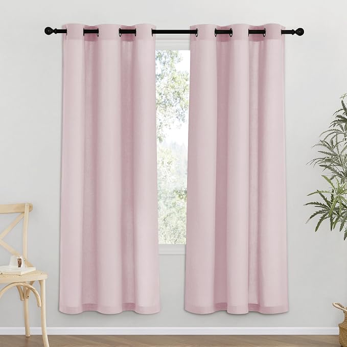 NICETOWN Blush Pink Linen Curtains by NICETOWN