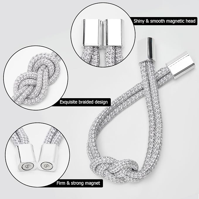 NICEEC 2 Pack Mini Magnetic Curtain Tiebacks Nordic Simple Style Drape Tie - Image 3