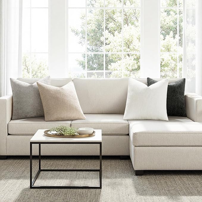 MIULEE Pack of 4 Couch Throw Pillow Covers 18x18 Inch Gray Soft Decorative - Image 4