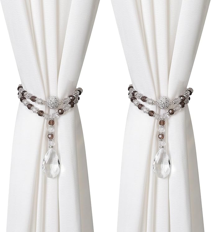 SUQ I OME 1 Pair of Luxury Crystal Beaded Magnetic Curtain Tieback and Holdback by SUQIOME