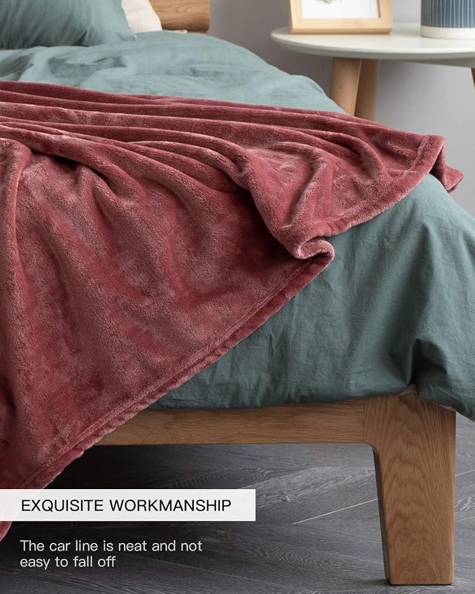 KMUSET Fleece Blanket Throw Size Coral Lightweight Super Soft Cozy Luxury Bed - Image 4
