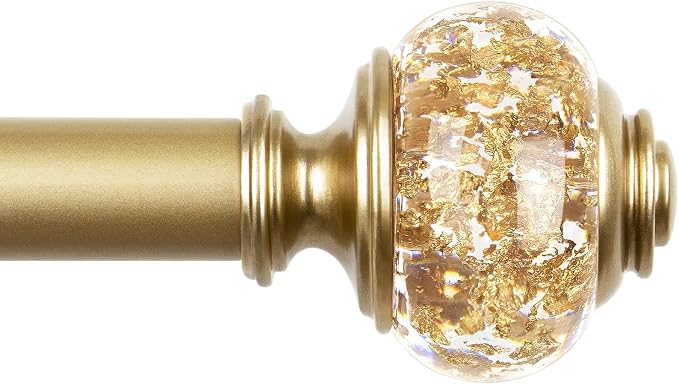 Curtain Rods for Windows 72 to 144 Inch, USFOOK 7/8 inch Luxury Gold Curtain by USFOOK