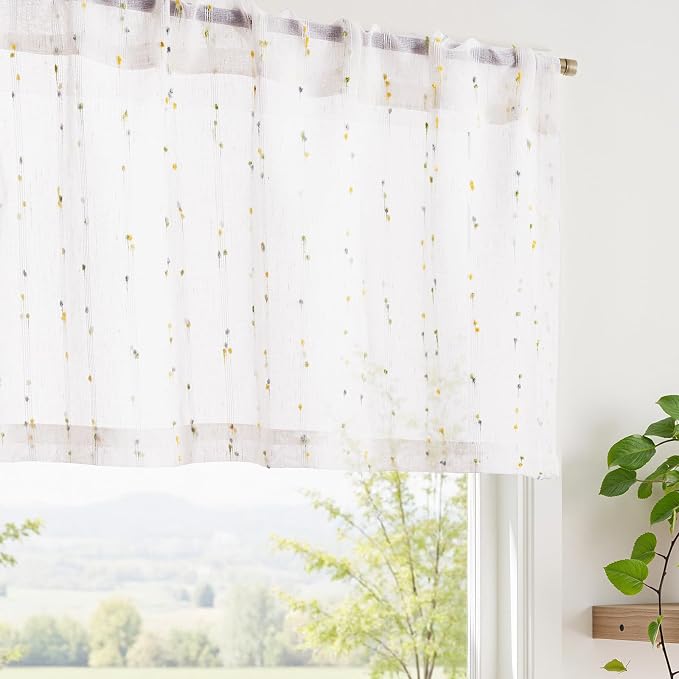 jinchan Valance Curtains for Windows 16 Inch Colorful Mini Pom-Pom Country by JINCHAN