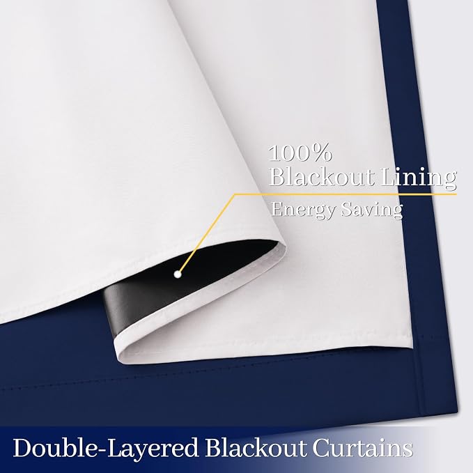 Yakamok 100% Blackout Curtain Panels 84 inches Cold and Light Blocking Drapes - Image 4