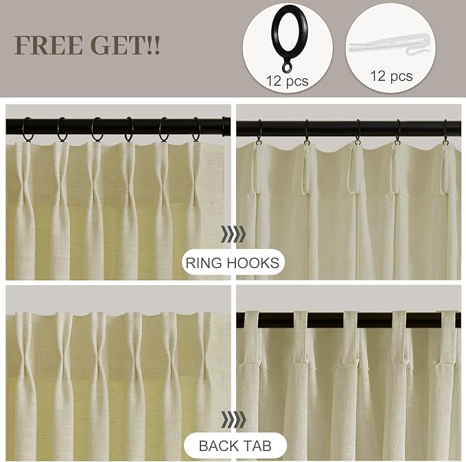 IVAPUPU 60 Inch Extra Width Pinch Pleat Curtains - Image 4