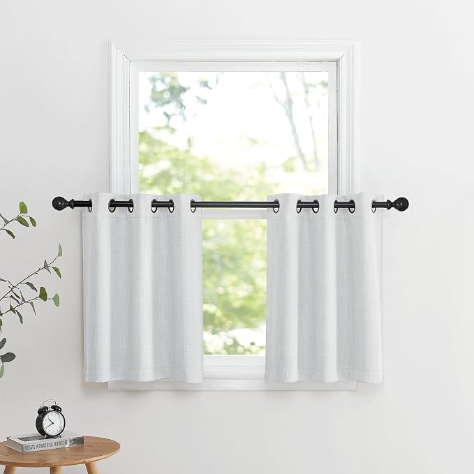 NICETOWN Faux Linen Valances, Short Cafe Curtains Kitchen Tiers, Room Darkening by NICETOWN