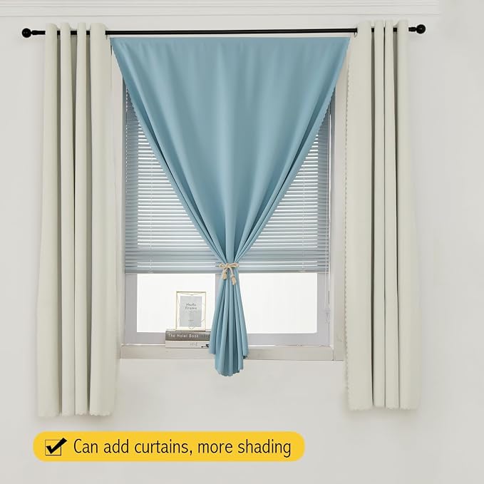 Self Adhesive Curtains, Use for Bedroom, Lake Blue, 2 Panels - Image 8