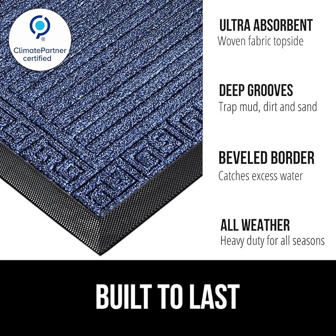 GORILLA GRIP 100% Waterproof All-Season WeatherMAX Doormat 35x23, US Designed - Image 2