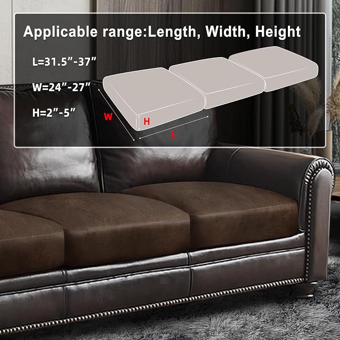 Leather Look Couch Cushion Covers Sofa Seat Slipcovers Sets Couches Furniture - Image 3