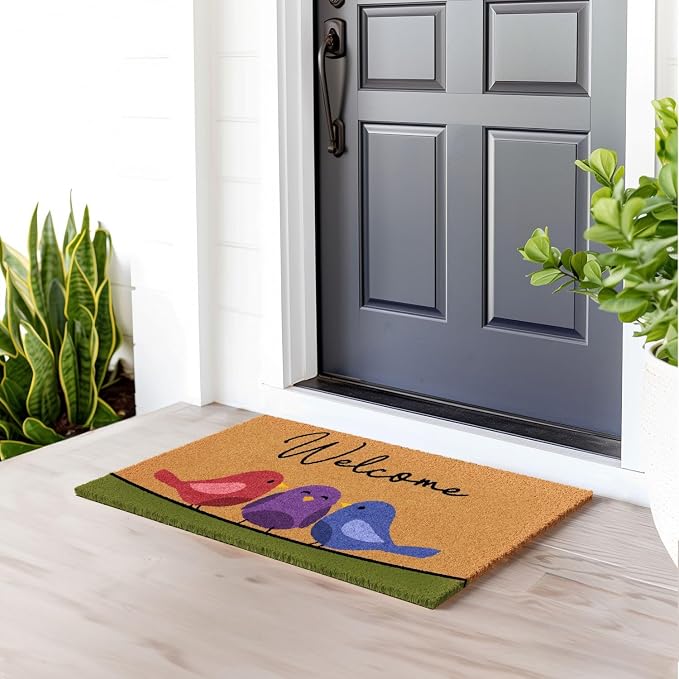 Barnyard Designs Natural Coco Coir Spring Birds Doormat - Image 4