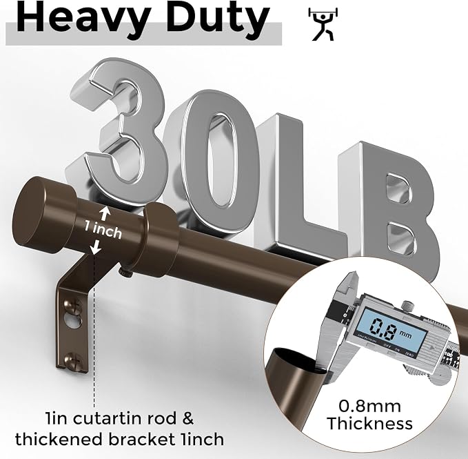 VOIIY Bronze Curtain Rods for Windows 48 to 84 Inch, Size:36-88 Inch, Antique - Image 3