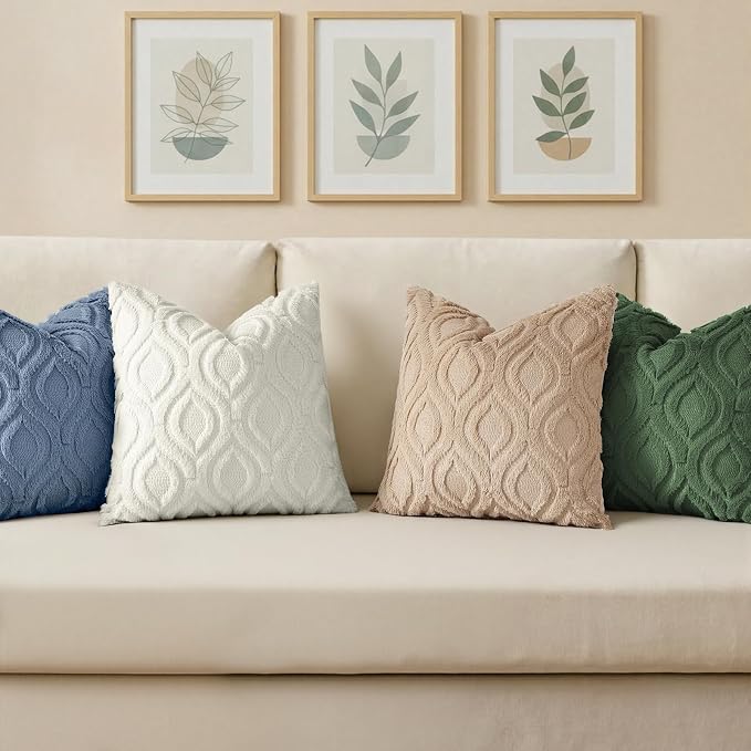 decorUhome Throw Pillow Covers 24x24 Inch Set of 2, Soft Plush Faux Wool Blue - Image 4