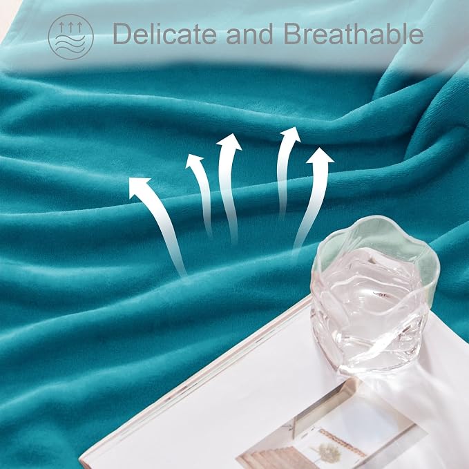 Exclusivo Mezcla Fleece Teal Throw Blanket - Image 6