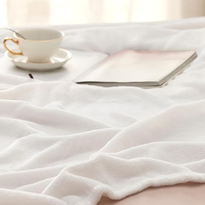 Bedsure GentleSoft Fleece Bed Blankets Full Size White - Image 5