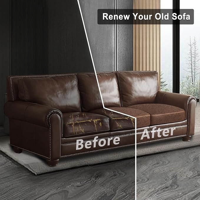 Leather Look Couch Cushion Covers Sofa Seat Slipcovers Sets Couches Furniture - Image 7