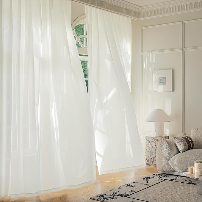 FMFUNCTEX Sheer Non-See-Through Netural Beige Curtains - Image 3