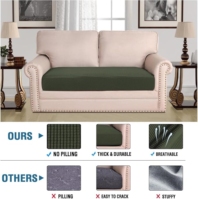 H.VERSAILTEX Super Stretch Individual Seat Cushion Covers Sofa Covers Couch - Image 2