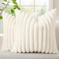 decorUhome Fall Faux Fur Throw Pillow Covers 26x26 Set of 2 Cream White | by decorUhome
