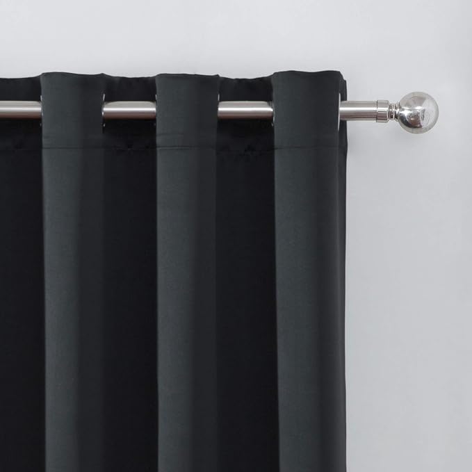 LEMOMO Blackout Curtains 52 x 108 inch/Black Curtains Set of 2 Panels/Thermal - Image 6