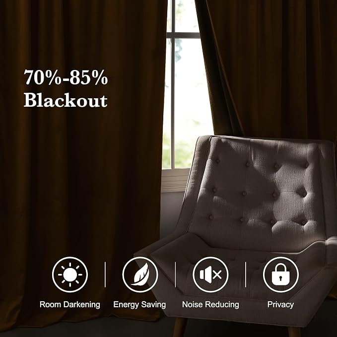 RYB HOME Luxurious Bronze Velvet Curtain Panels - Image 7