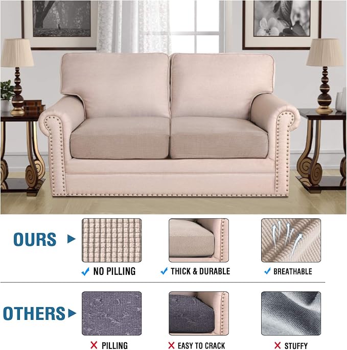 H.VERSAILTEX High Stretch Couch Cushion Covers, Chair Sofa Seat Slipcovers - Image 5