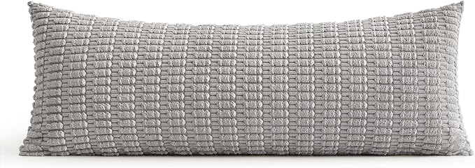 MIULEE Pack of 1 Light Grey Long Body Lumbar Decorative Throw Pillow Cover - Image 6