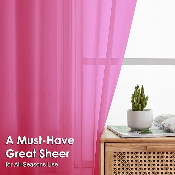 OVZME Sheer Curtains 84 Inches Long 2 Panels Set, Light Filtering Transparent - Image 5