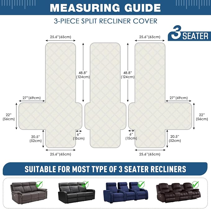 TAOCOCO 100% Waterproof Recliner Couch Cover, Non Slip Split Couch Covers - Image 5