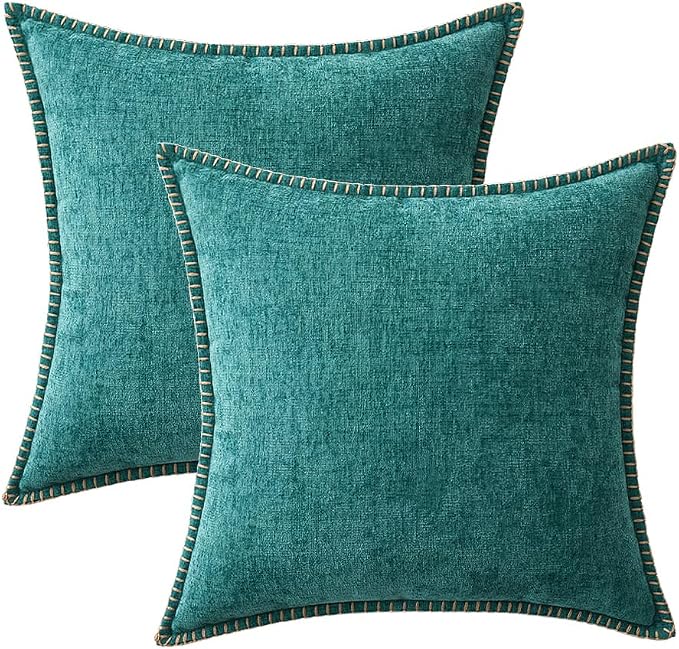 MIULEE Pack of 2 Couch Throw Pillow Covers 18x18 Inch Teal Farmhouse Decorative - Image 6