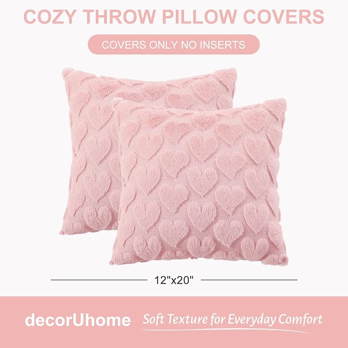 decorUhome Valentine’s Day Soft Plush Throw Pillow Covers 16x16 Inch Set of 2 - Image 6