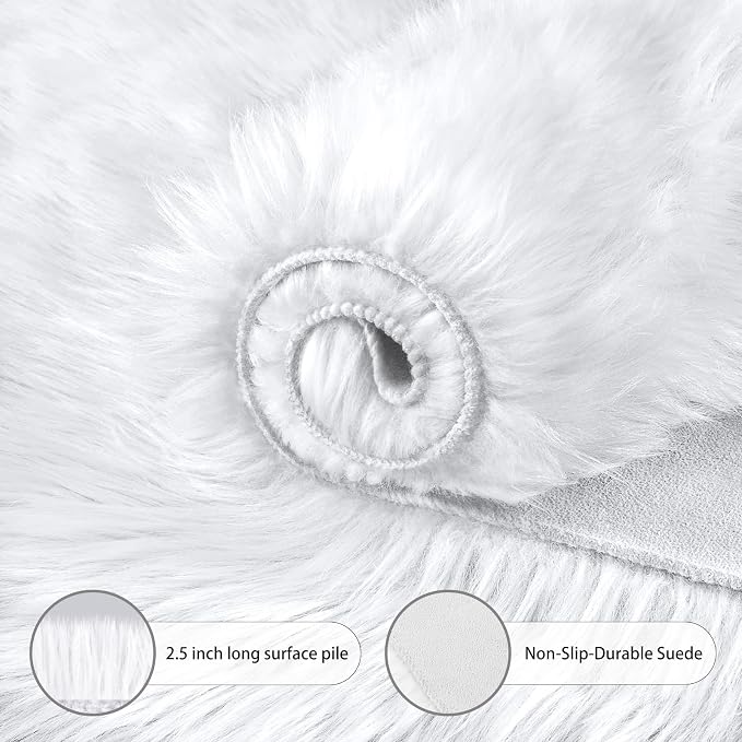 CIICOOL Faux Fur Rug White Fluffy Area Rugs - Image 4