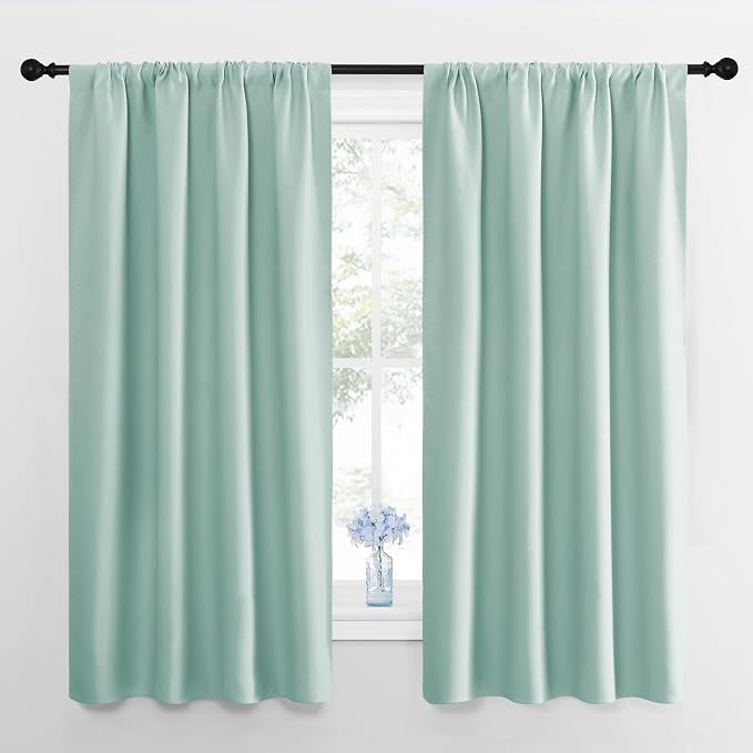 NICETOWN Kitchen Curtains, Short Blackout Curtains & Drapes, Aqua Blue by NICETOWN