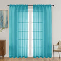 OVZME Turquoise Sheer Curtains 72 Inches Long 2 Panels Set, Light Filtering by OVZME