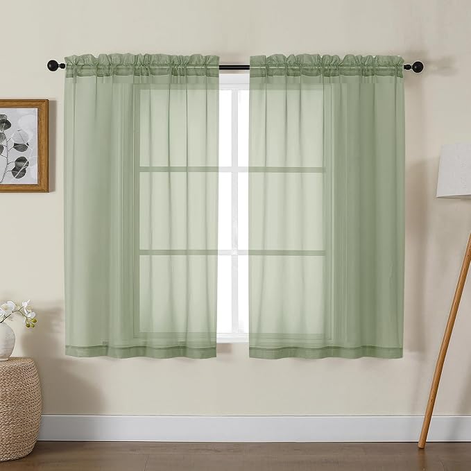 Gwine Sage Green Sheer Curtains by Gwine