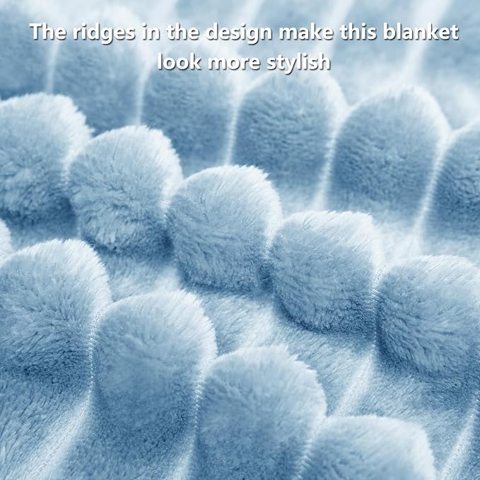 HIMEET Light Blue Ribbed Throw Blanket - Image 8