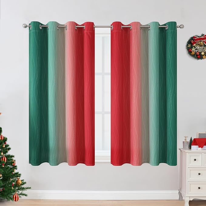 Estelar Textiler Red and Green Blackout Curtains - Image 2