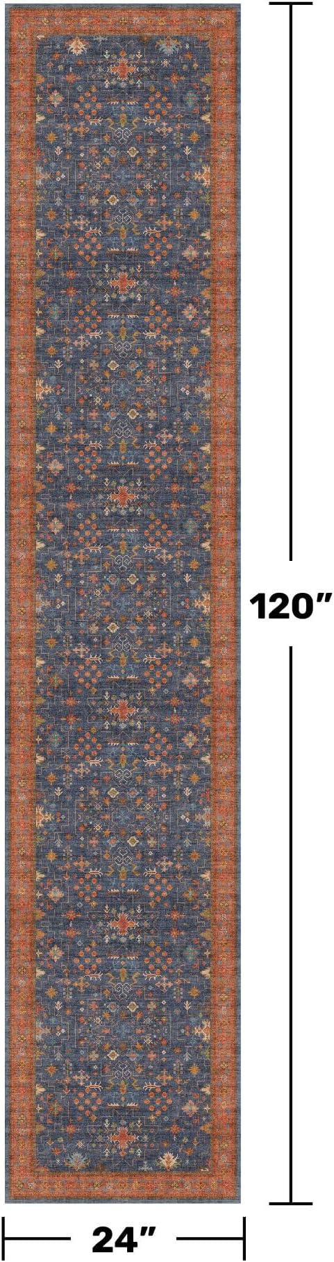 Hazo Haus Navy Blue Washable Hallway Runner Rug 2x10 Non Slip Rugs - Image 2