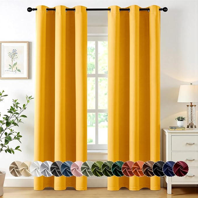 MIULEE Yellow Blackout Curtains by MIULEE
