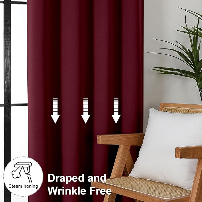 Simplebrand Ava Burgundy Blackout Curtains - Image 7