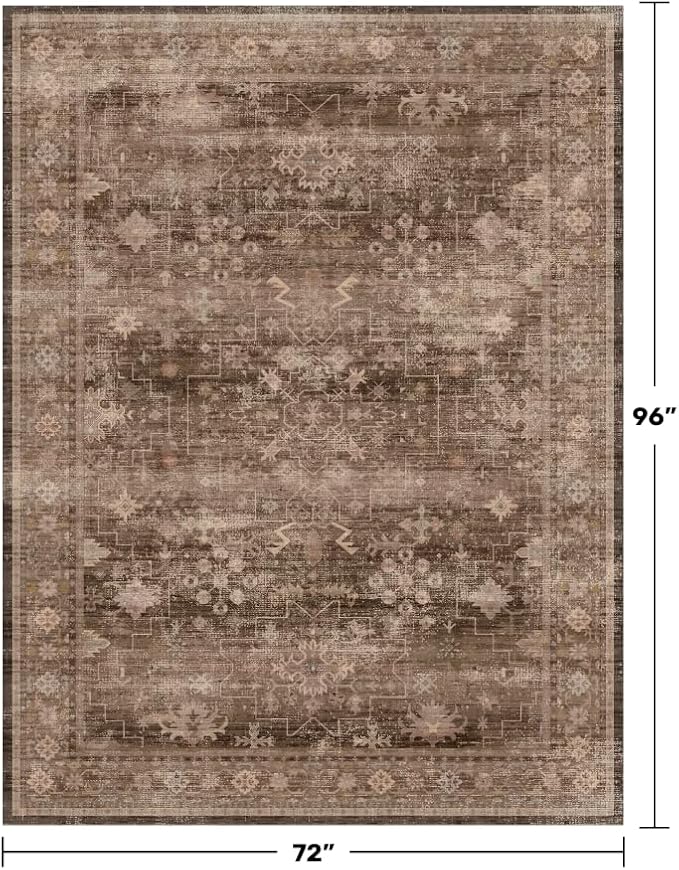 Hazo Haus Boho Brown Living Room Rug 6x8 - Image 2