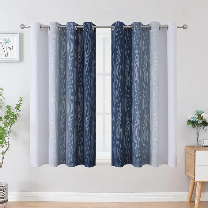 Estelar Textiler Full Room Darkening Greyish White and Navy Blue Blackout - Image 2