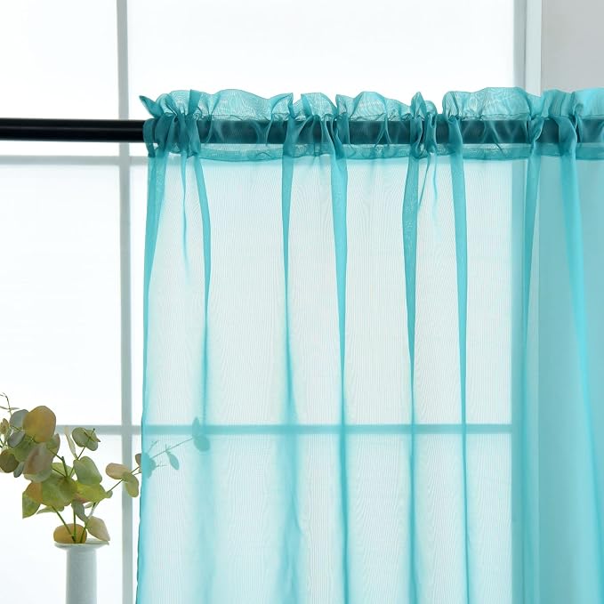SpaceDresser Sheer Voile Window Treatment Rod Pocket Curtain Panels - Image 4