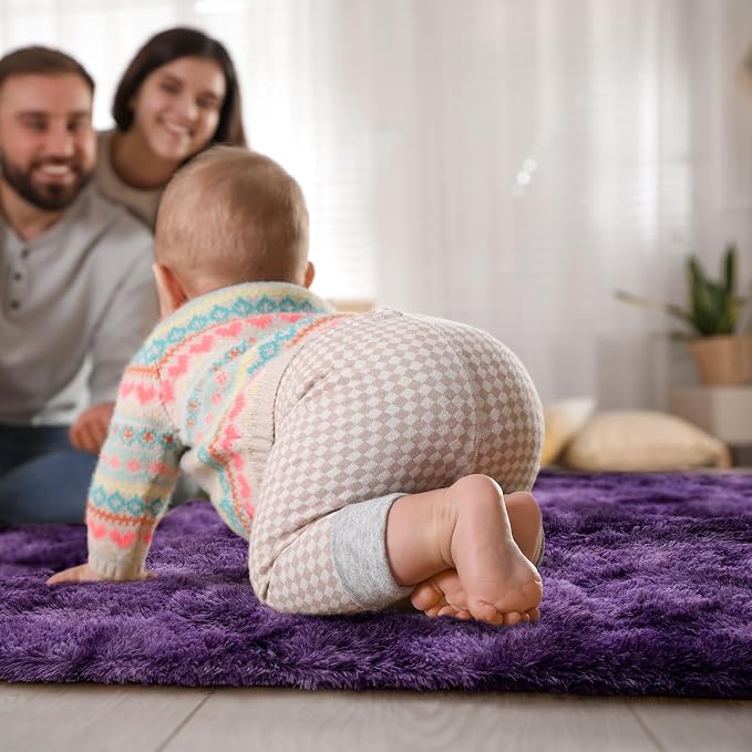 Goideal Fluffy Rug for Bedroom Living Room, 7x10 Purple Area Rugs, Faux Fur - Image 5