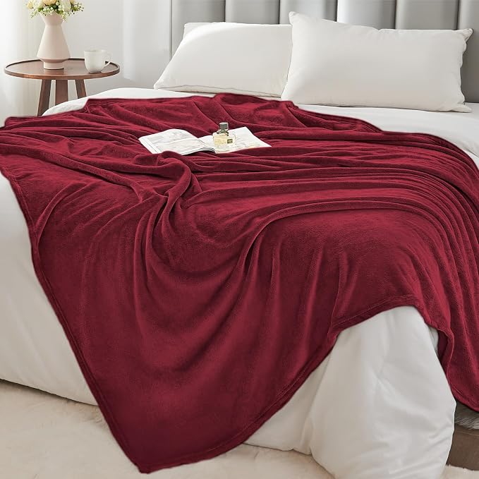 BEDELITE Fleece Blanket Burgundy Throw Blankets - Image 6
