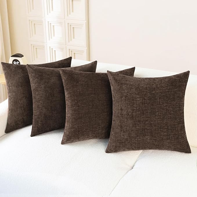 CaliTime Throw Pillow Covers Decorative 18 X 18 Inches Pack of 4 Cozy Chenille by CaliTime