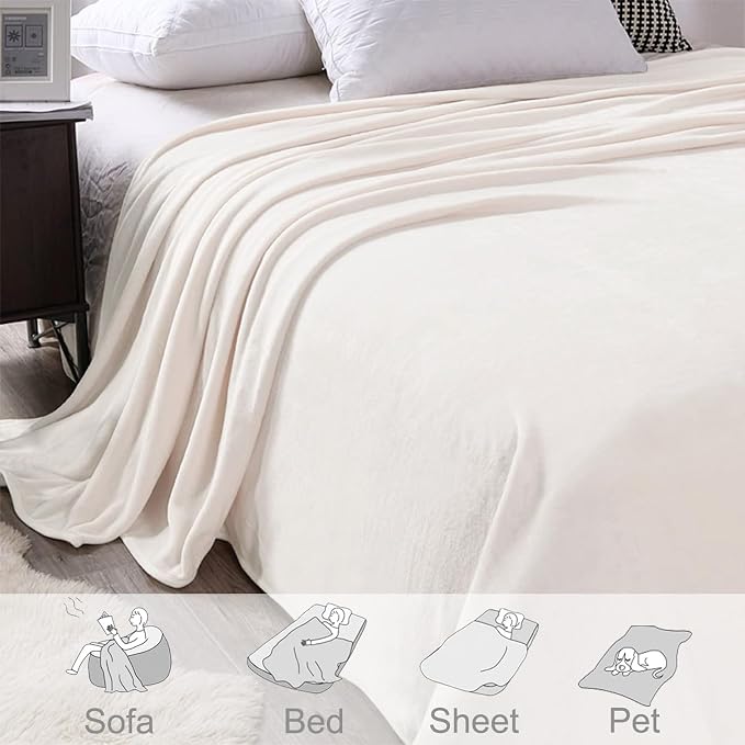 Exclusivo Mezcla Fleece Ivory Throw Blanket - Image 4