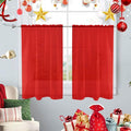 SpaceDresser Basic Rod Pocket Sheer Voile Window Curtain Panels Red 1 Pair 2 by SpaceDresser